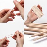 Dr.Schmidt 6 pcs Wood Stick Cuticle Pusher Remover Nail Designs Nail Art Stick Wooden Manicure Tools
