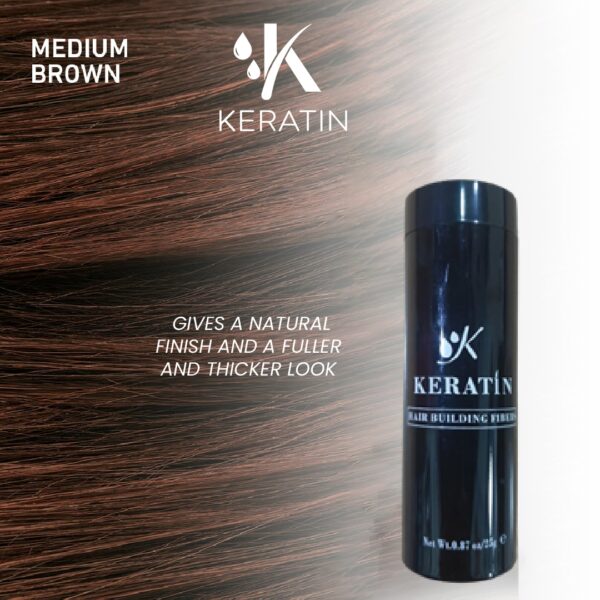 K.keratin Hair Building Fiber Powder Medium Brown - 27.5g