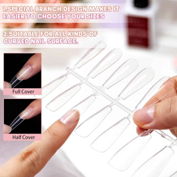 Dr.Schmidt Press On Nails Set with 500pcs Coffin Ballerina Nail Tips Clear